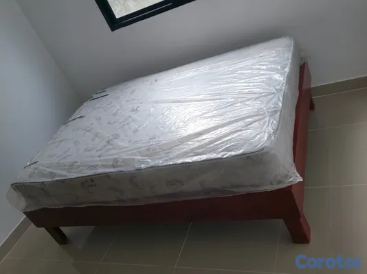 muebles y colchones - Cama Full: Base de Madera + Colchon 2