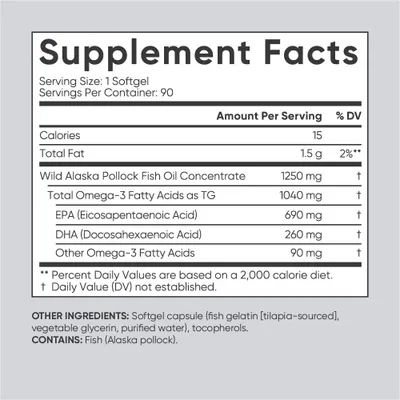 Salud y Equipamiento Médico - Omega-3 Fish Oil 1250mg 90 Cap Sports Research 3