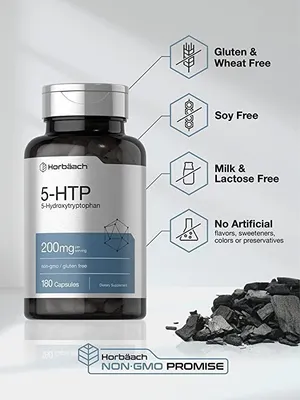 Salud y Equipamiento Médico - Horbaach 5-htp 200 Mg | 180 Capsulas | Suplemento De Fuerza 3