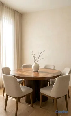 muebles y colchones - Mesa comedor redonda madera maciza 6 puestos 149cm 4