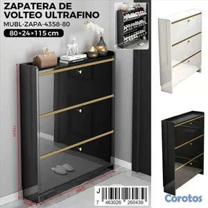 Zapatera abatible con detalles dorados 80 cm