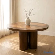 muebles y colchones - Mesa comedor redonda maciza 6 puestos 149cm