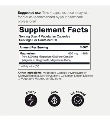 Salud y Equipamiento Médico - Glicinato De Magnesio Ultraconcentrado 3000 Mg 240 Cap 2