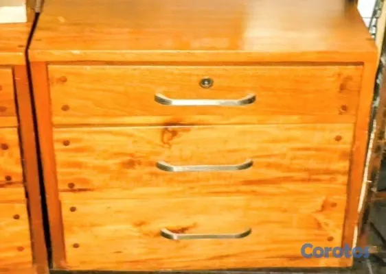 muebles y colchones - Mesas de noche roble natural – 3 gavetas 6