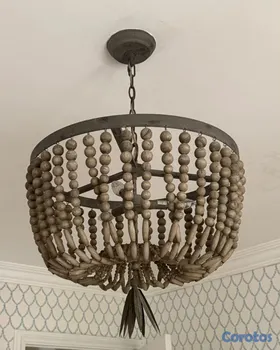 decoración y accesorios - Lampara techo cuentas madera Restoration Hardware 50cm