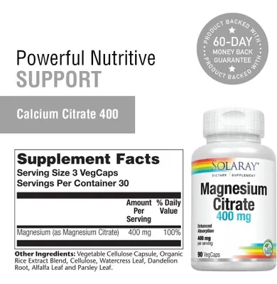 Salud y Equipamiento Médico - Citrato Magnesio 400mg Solaray - U - Unidad A $2221 2