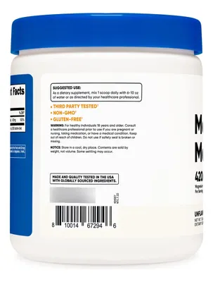 Salud y Equipamiento Médico - Malato De Magnesio En Polvo 300g 420mg Nutricost 3