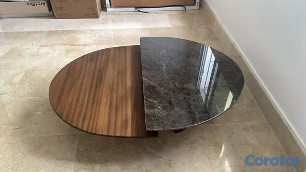 decoración y accesorios - Set de dos mesas de centro media luna en madera y  9