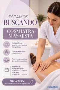Busco cosmiatra y masajista para trabajar en estética de Piantini