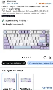 Teclado EPOMAKER Ajazz AK820 Pro inalámbrico mecánico 75%
