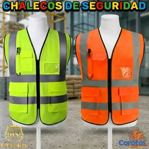 CHALECOS DE SEGURIDAD REFLECTIVOS DE ALTA VISIBILIDAD CON BOLSILLOS | CHALECOS |
