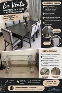 ¡VENDO ELEGANTE COMEDOR DE 8 SILLAS + MESITA AUXIL