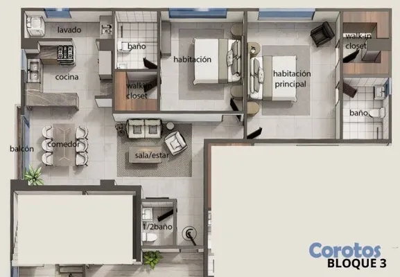 apartamentos -  Venta Apartamento 2 Hab. en Construcción | Bella  2