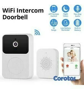 Timbre inteligente con cámara wifi para puertas recargable
