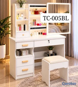 *TOCADOR DE MAQUILLAJE CON ESPEJO Y TABURETE*

🌸 DISEÑO MODERNO Y ELEGANTE.