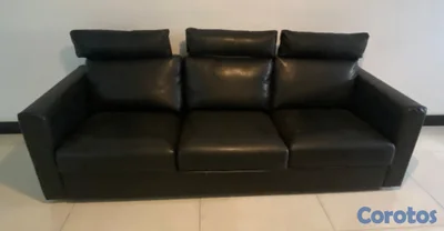  sofa 3 puestos en piel negro 