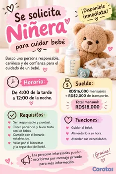 empleos disponibles - trabajo sin dormida 
(solo interesadas)
