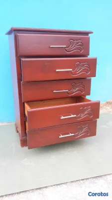 muebles y colchones - Biuro de cinco gavetas en madera color caoba 🟤  4