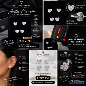 Aretes corazón plata 925 + Moissanite 