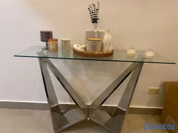 muebles y colchones - Credenza en acero inoxidable y cristal