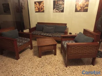 muebles y colchones - Juego de muebles en rattan y pino 