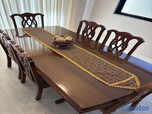 cocina - Comedor de 6 sillas en material de caoba con tope de cristal  1