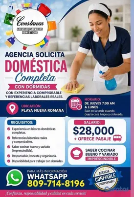 empleos disponibles - AGENCIA SOLICITA DOMÉSTICAS COMPLETAS Y NIÑERAS CO 2