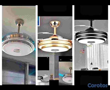 Abanico de techo con lampara con Bluetooh Dorada y Plateada









