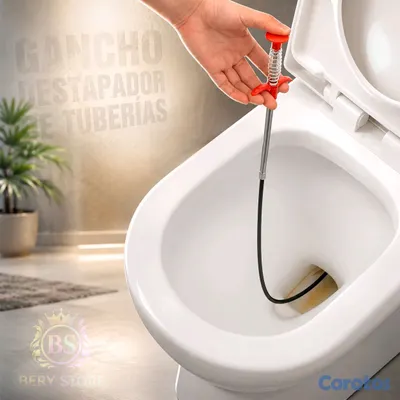 herramientas, jardines y exterior - 🎀 Gancho Destapador de Tuberías Flexible para Desagües con Extracción de Residu 2