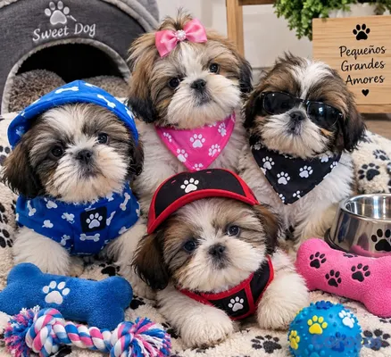 animales y mascotas - camada cachorros shih tzu %100% puro padres presente 7