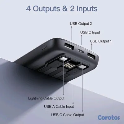 celulares y tabletas - 🔋🔥 ¡PACK DE 2 POWER BANK 10,000mAh! | Cargador Portátil | 4 Salidas ⚡ 3