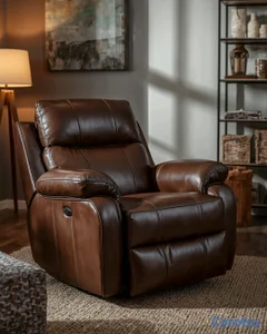 Sillón Reclinable Eléctrico Cuero Marrón - Como Nuevo - Premium