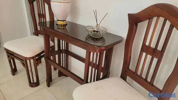 muebles y colchones - Combo de caoba, repisa y sillas con estilo clásico único. 8