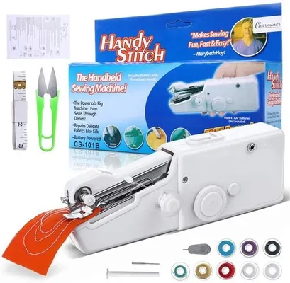 electrodomesticos - Minimáquina de coser de mano, práctica puntada, portátil, inalámbrica maquina  2