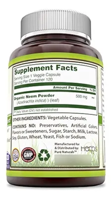 Salud y Equipamiento Médico - Pure Naturals Neem 500 Mg, 120 Capsulas Vegetales 2