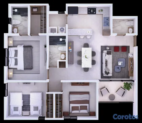 apartamentos - Apartamento en venta en Alaia Residence, Rieles de Gurabo, Santiago. 4