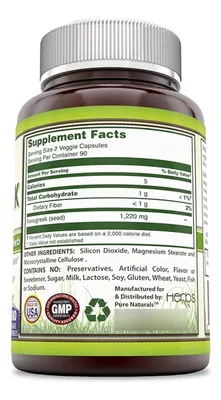 Salud y Equipamiento Médico - Fenogreco 610mg - Pure Naturals 2