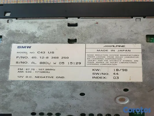 accesorios para vehiculos - Radio FM AM, casette y C/D, original de carro BMW. 3