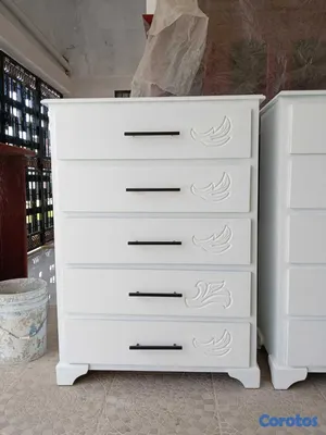 muebles y colchones - Biuro en madera blanco con gavetas amplias  4