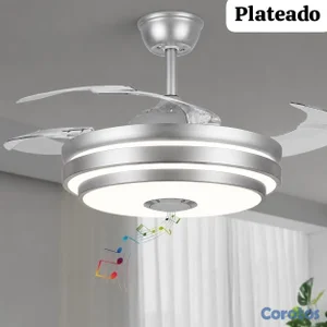 Lámpara abanico con *Bluetooth* y cambios de tono de luz 

Color: 
 *Dorado* 
 