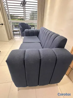muebles y colchones - Sofa azul con butaca 3