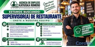 BUSCAMOS SUPERVISOR DE RESTAURANTE
