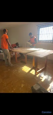 muebles y colchones - Comedor de 6 sillas de mármol y roble brasileño  5