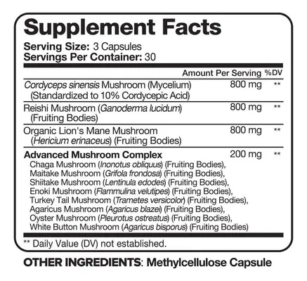 Salud y Equipamiento Médico - Suplemento De Hongos 2600 Mg Nootropico 11 Hongos 90 Cap 3