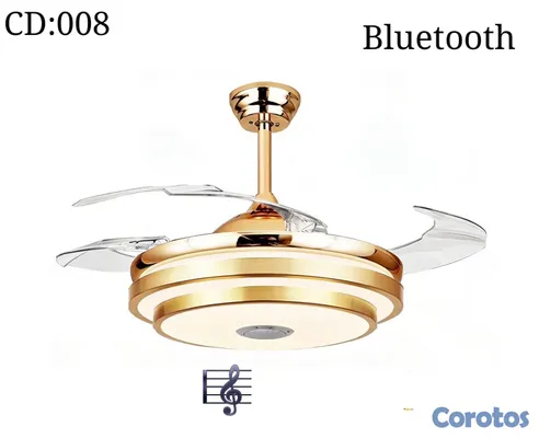 decoración y accesorios - Lámpara abanico con *Bluetooth* y cambios de tono de luz 

Color: 
 *Dorado* 
  2