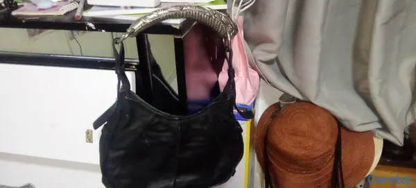 carteras y maletas - -Bolso de cuero sintético con aza de metal, bolso pequeño de mano 3