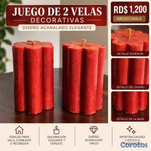 JUEGO DE 2 VELAS DECORATIVAS (NEGOCIABLE) USADO