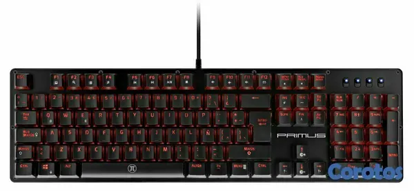 computadoras y laptops - TECLADO PRIMUS GAMING, USB, CON ILUMINACION ROJA (PKS-102S) 2