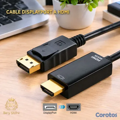 computadoras y laptops - Cable DisplayPort a HDMI de 1.5 M. para conectar PC, Consolas, TV, Monitores ETC 2