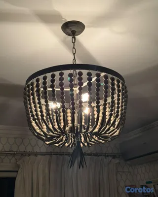 decoración y accesorios - Lampara techo cuentas madera Restoration Hardware 50cm 2